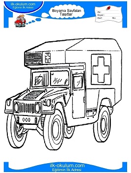 Çocuklar İçin Ambulans Boyama Sayfaları 